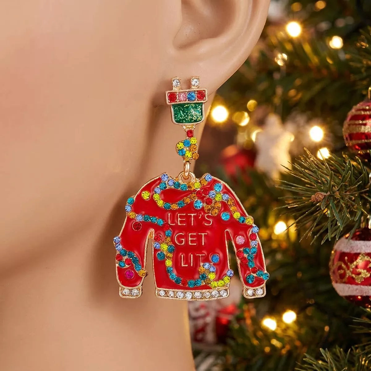 Christmas Rhinestone Earrings in Style C - women's earrings