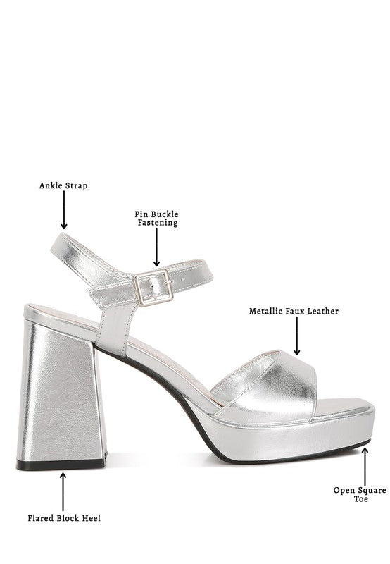 Metallic Ankle-Strap Platform Sandals