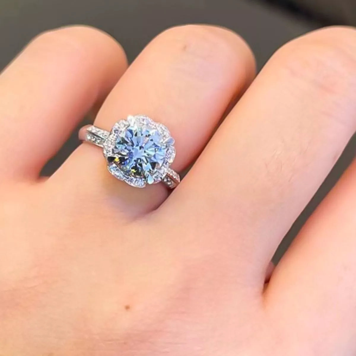 1 Carat Sterling Silver Moissanite Ring - alternate ring view