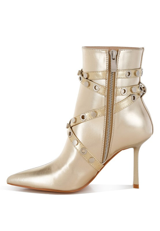 Studs Harness Ankle Boots