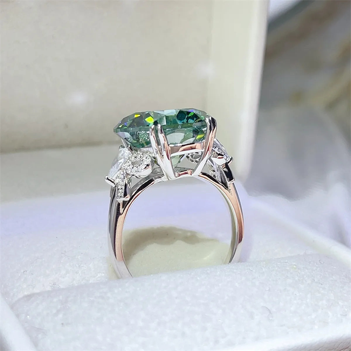 10 Carat Moissanite Sterling Silver Ring - alternate ring view