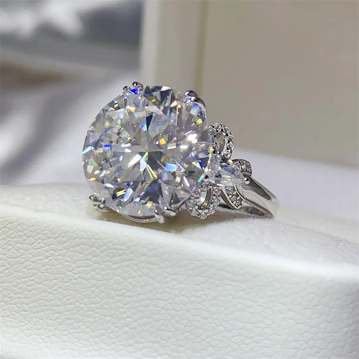 10 Carat Moissanite Sterling Silver Ring in White - women's ring