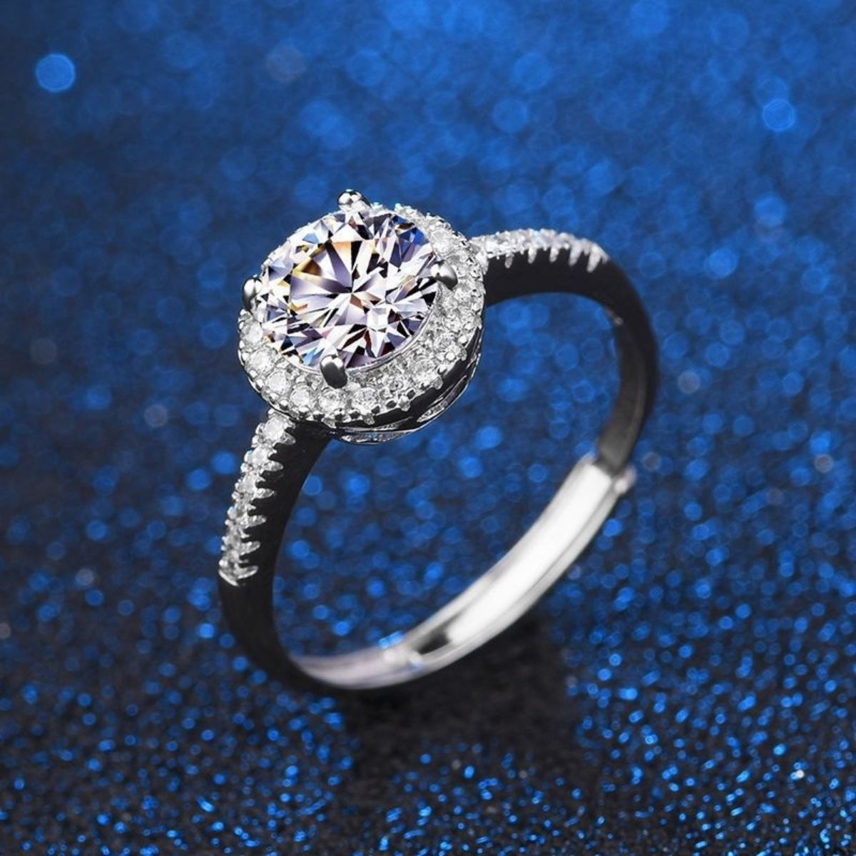 1 Carat Moissanite Sterling Silver Ring - alternate ring view