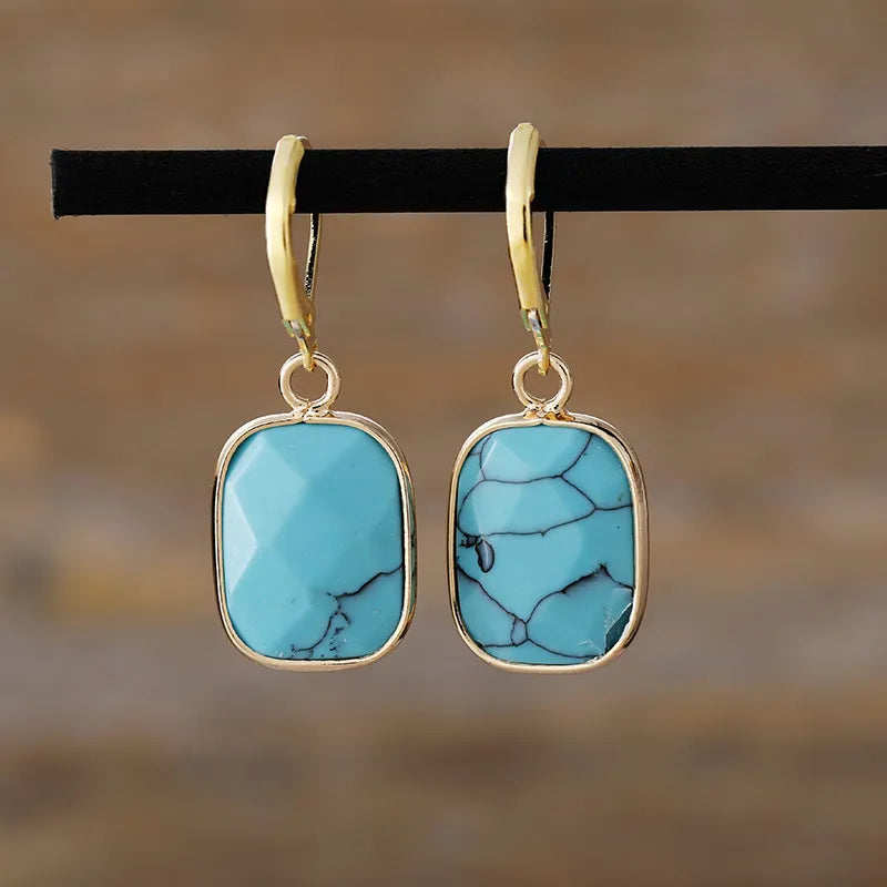 Copper Natural Stone Dangle Earrings in Sky Blue - women's dangle earrings
