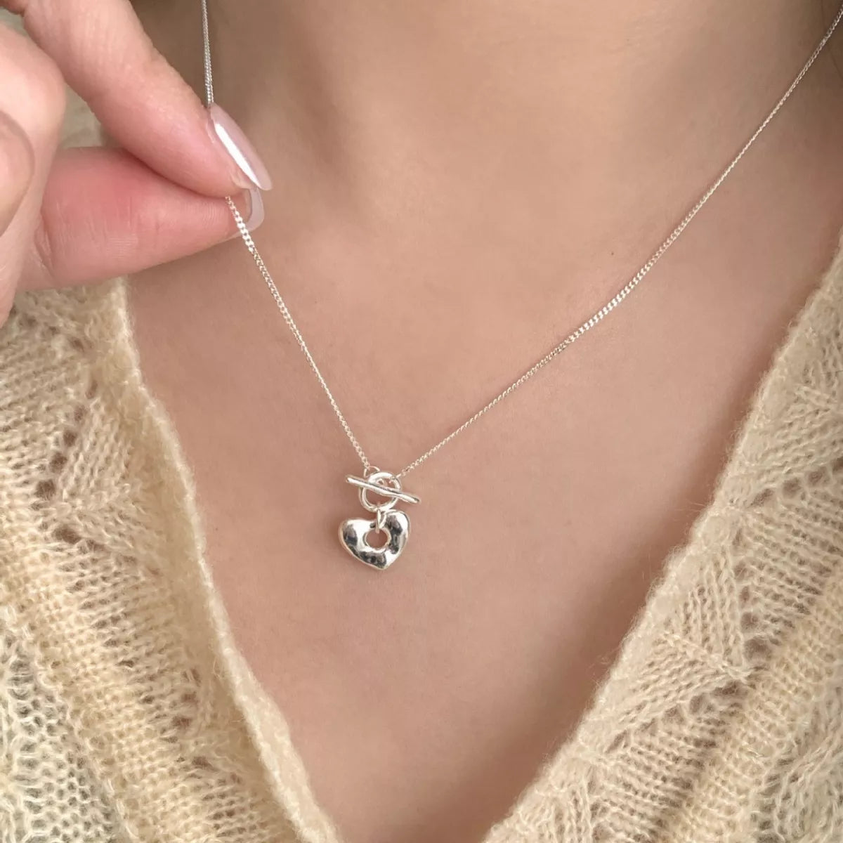 Sterling Silver Heart Necklace - alternate necklace view
