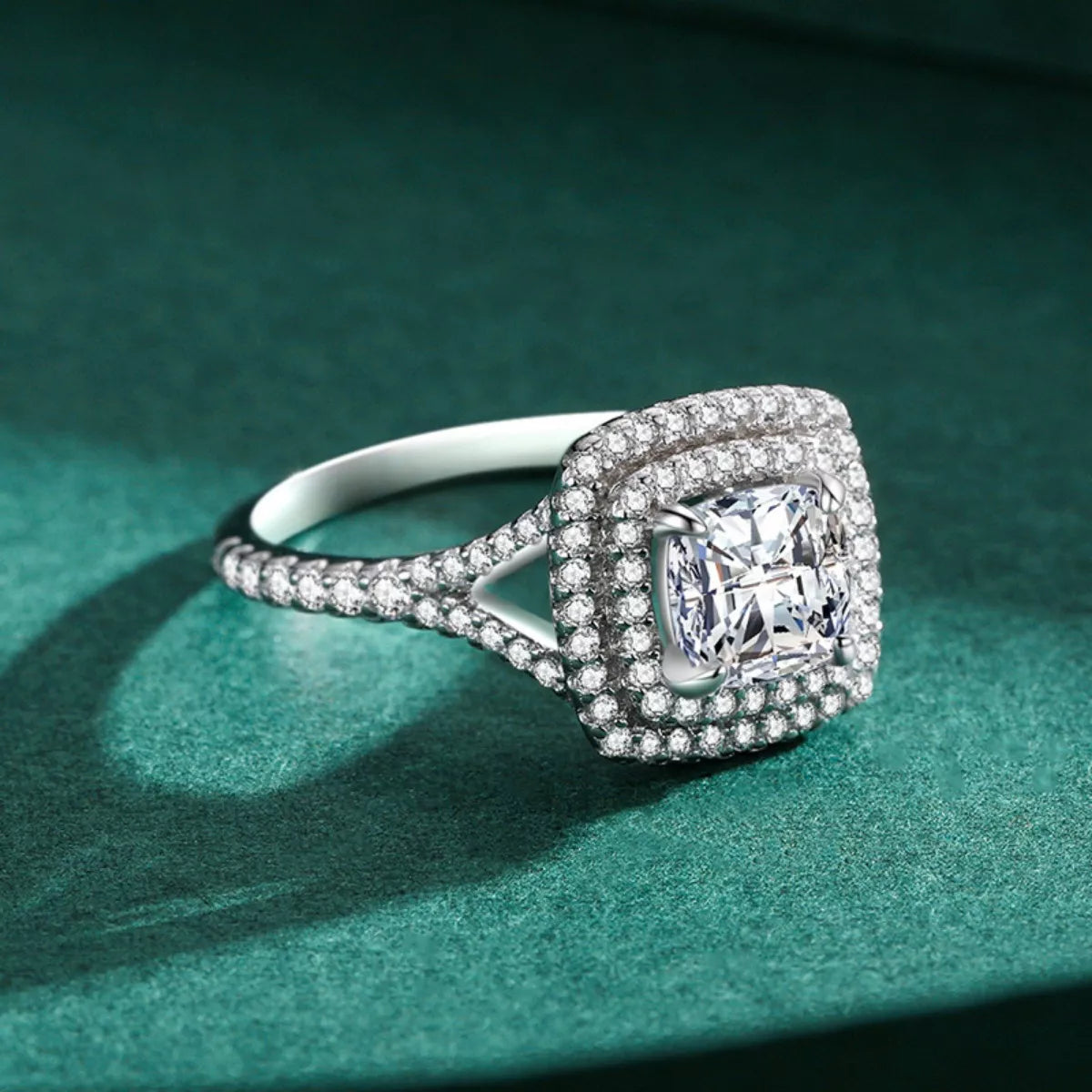 5 Carat Moissanite Sterling Silver Ring - alternate ring view