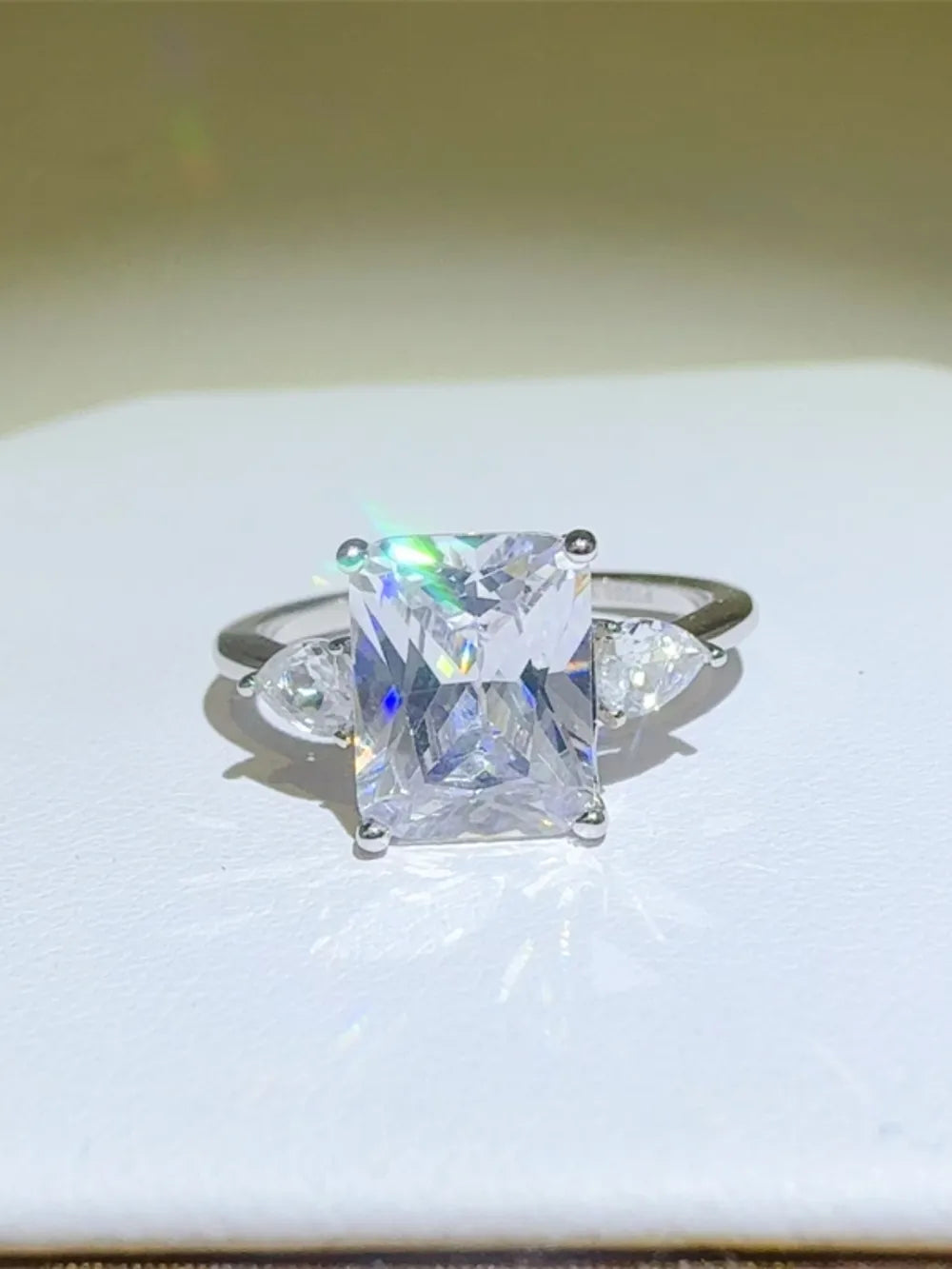3 Carat Moissanite Sterling Silver Square Shape Ring in Silver - women's ring