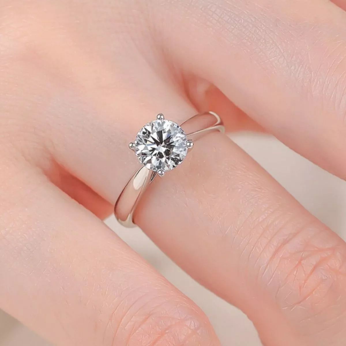 2 Carat Moissanite Sterling Silver Ring - alternate ring view