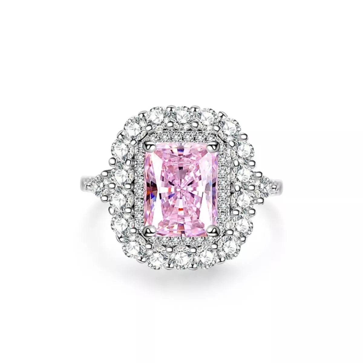 Sterling Silver Zircon Geometric Ring in Style A - women's ring