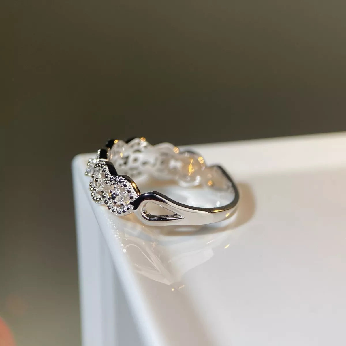 Sterling Silver Zircon Band Ring - alternate ring view