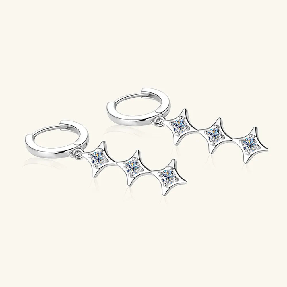 Moissanite Sterling Silver Geometric Shape Earrings - alternate earring view