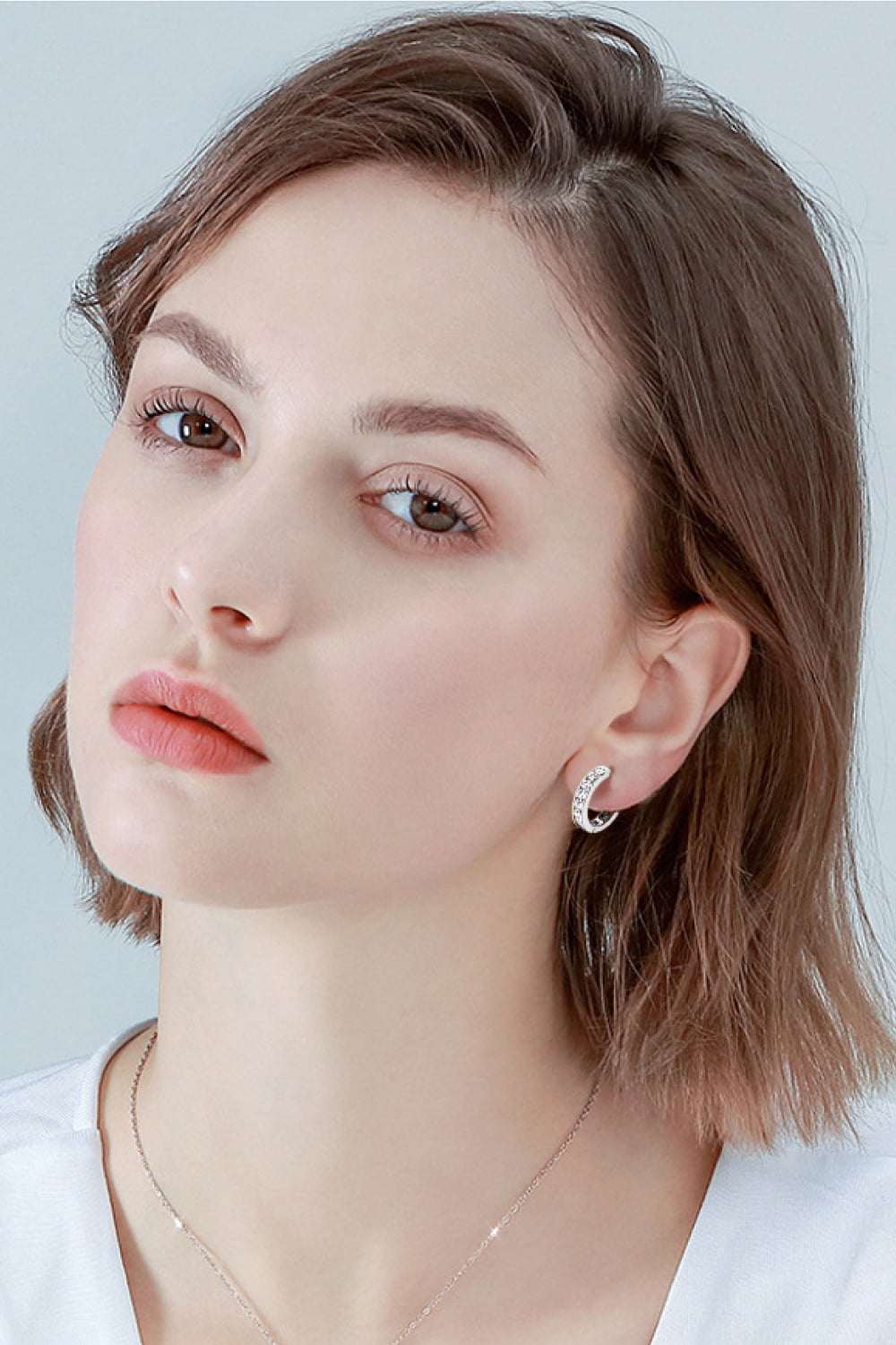 Moissanite Sterling Silver Huggie Earrings - alternate earring view