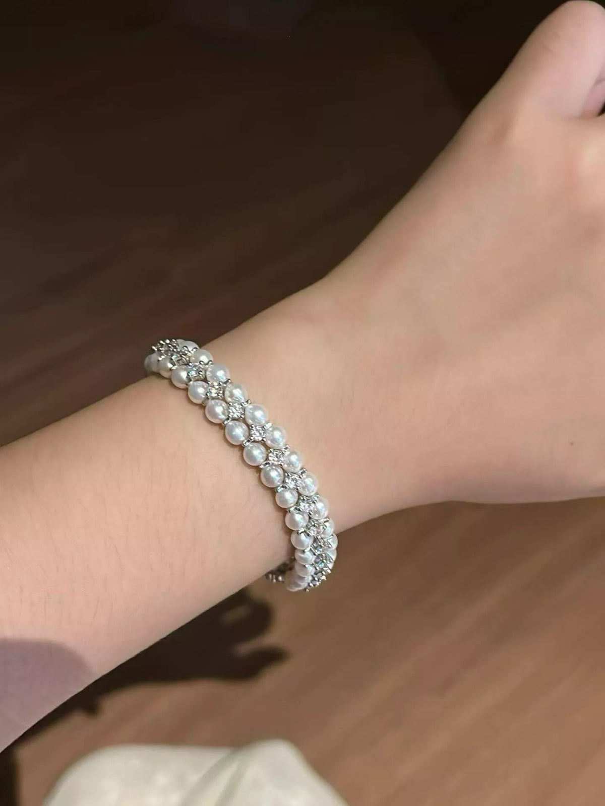 Pearl & Zircon Embellished Bracelet - alternate jewelry view