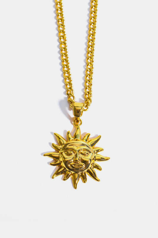 Sun Pendant Copper Necklace in Gold - women's pendant necklace