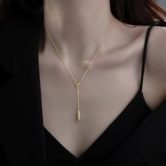 Sterling Silver Y-Shaped Pendant Necklace in Gold - women's pendant necklace