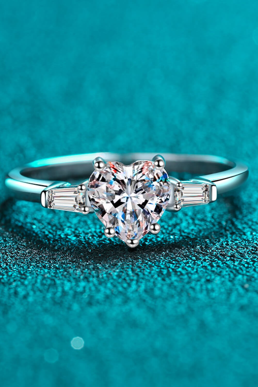 1.2 Carat Moissanite Heart Ring in Silver - women's ring