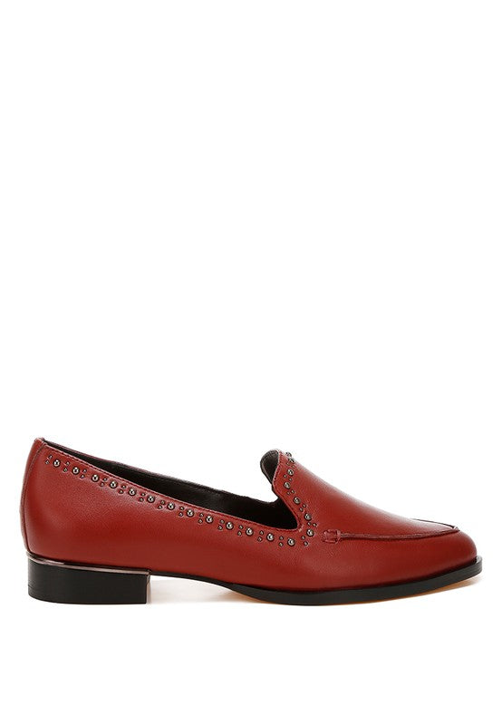 Delicate Stud Leather Loafers