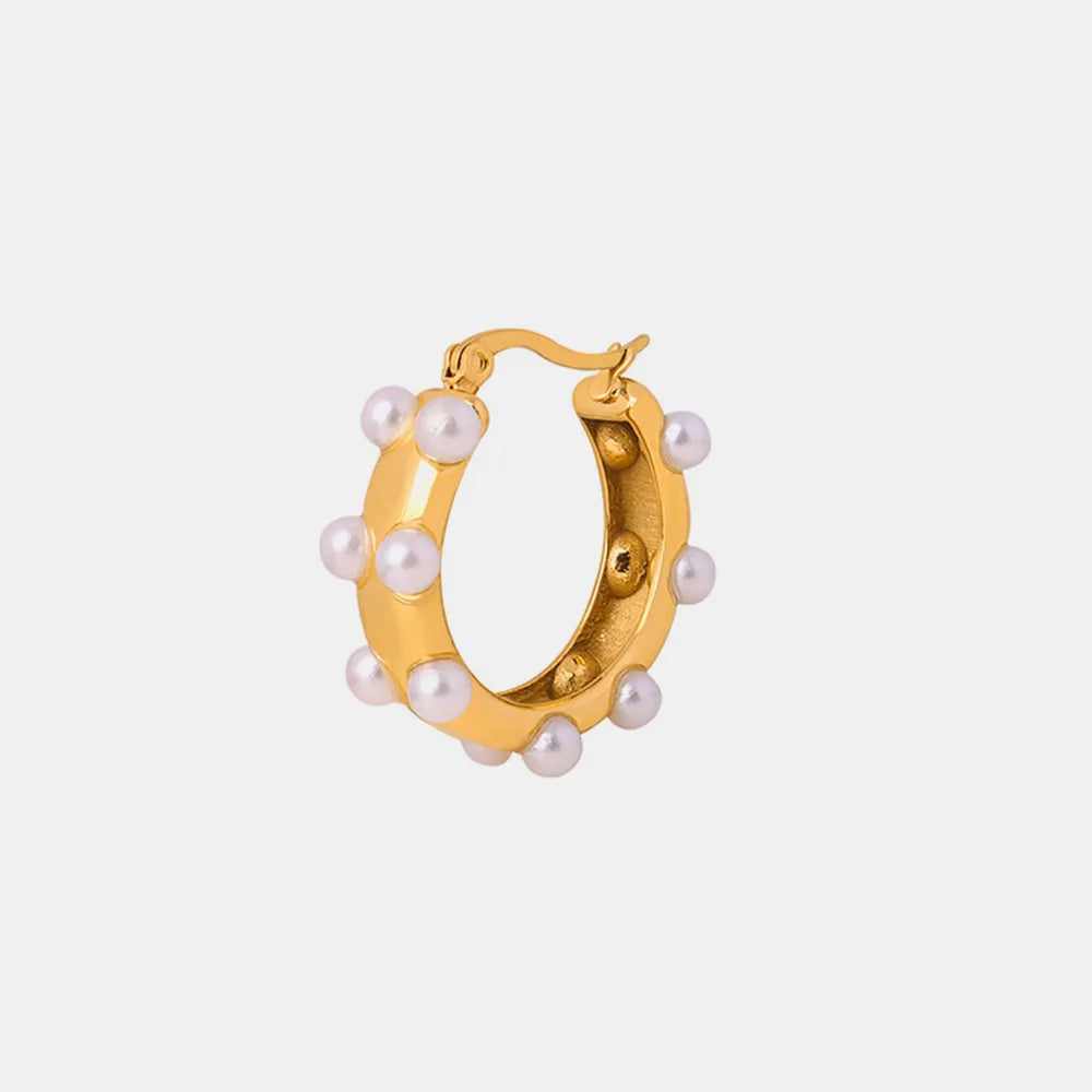 Synthetic Pearl 18K Gold-Plated Earrings - alternate earring view