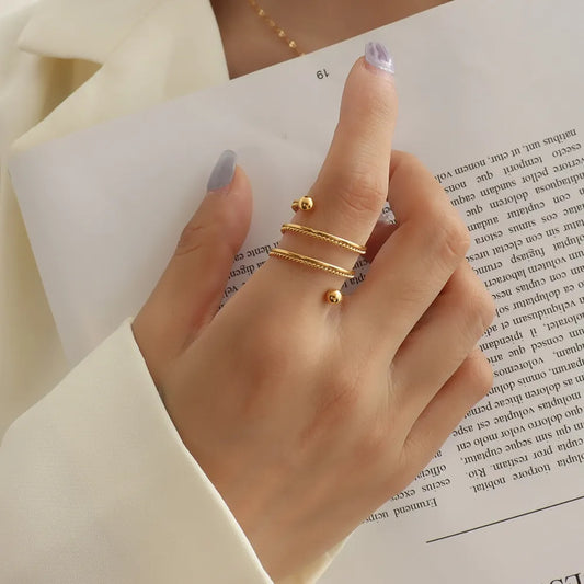 Titanium Steel Wrap Ring in Gold - women's ring
