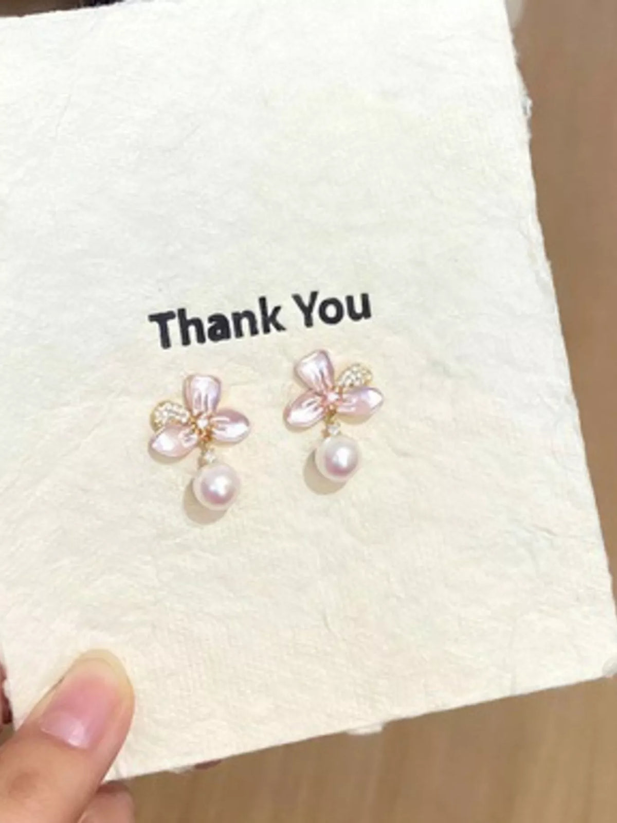 Pearl Flower Drop Earrings - alternate earring view