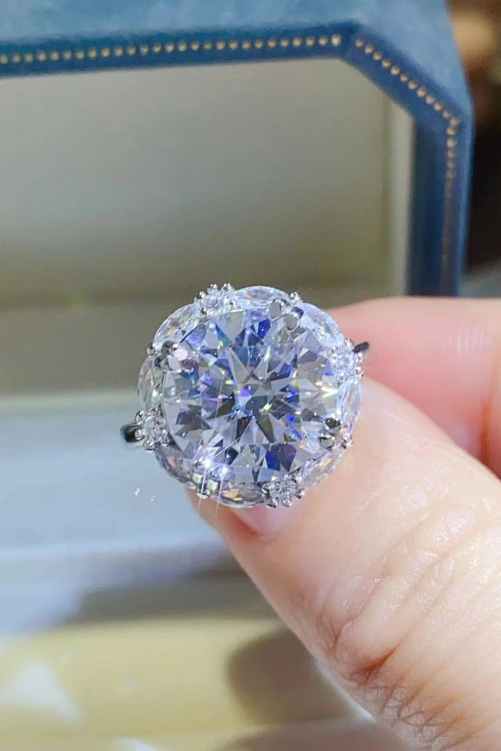 5 Carat Moissanite Sterling Silver Ring in Silver - women's ring