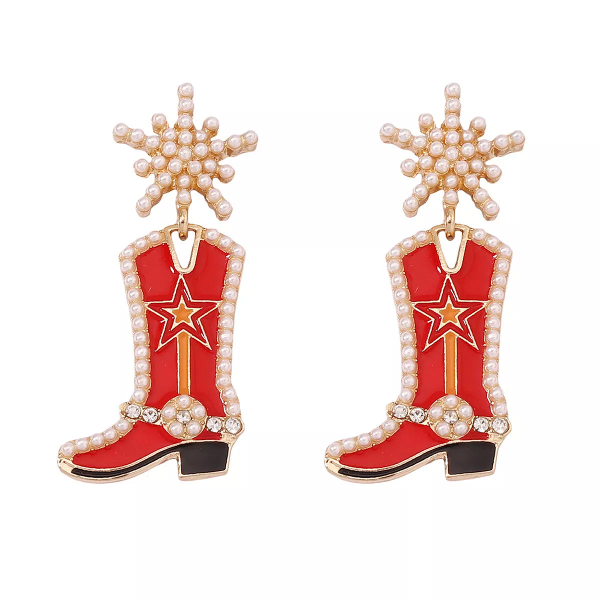 Cowgirl Boot Dangle Earrings in Dark Blue - women's dangle earrings