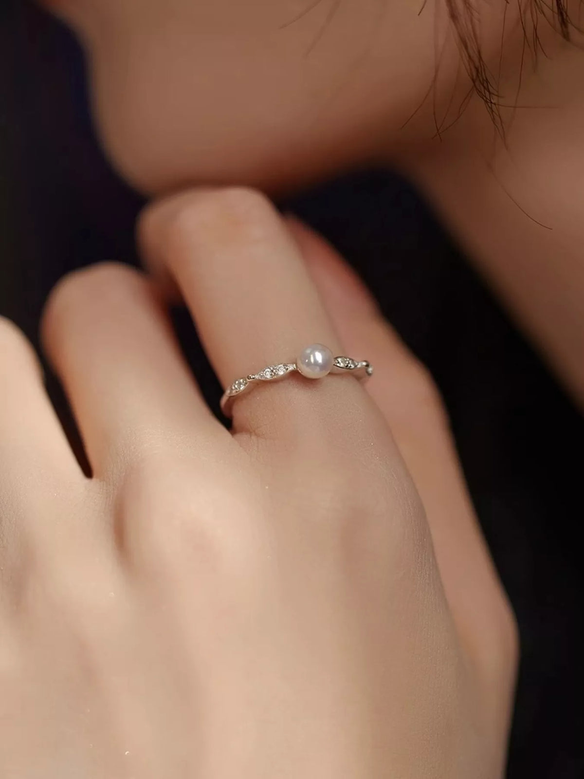 Sterling Silver Pearl Ring in Silver - women's ring