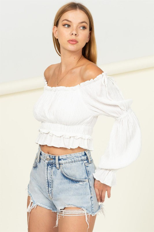 Long Sleeve Pleated Blouse