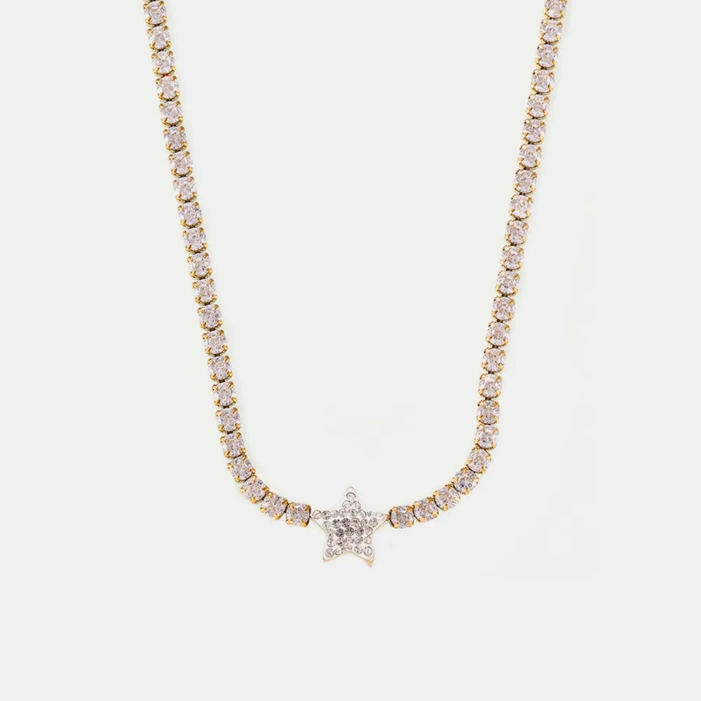Titanium Steel Zircon Star Necklace - alternate necklace view