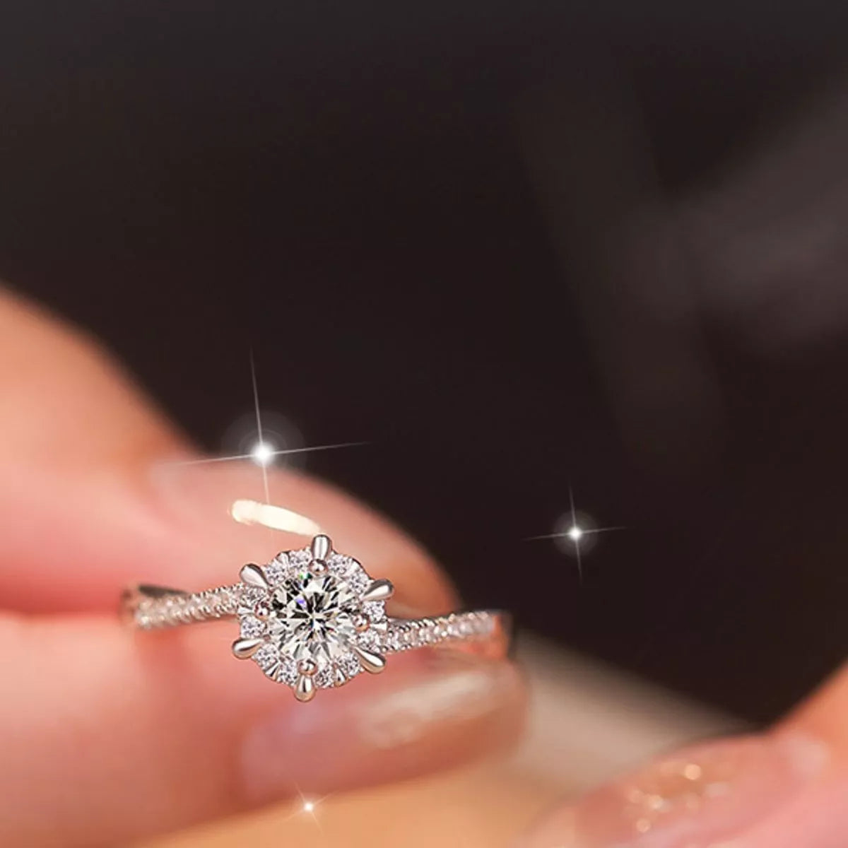 2 Piece Moissanite Sterling Silver Ring - alternate ring view