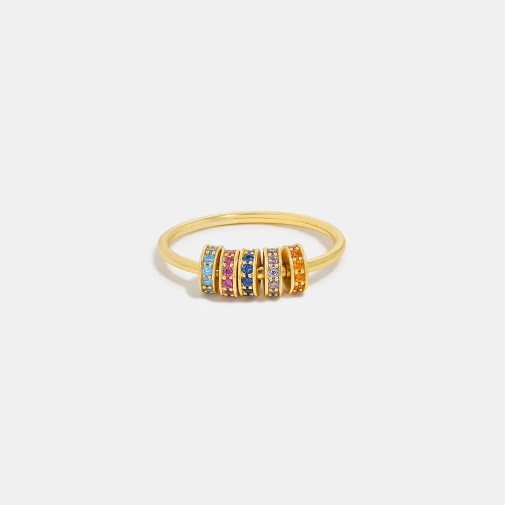 Inlaid Zircon Sterling Silver Ring in Silver/Multicolor - women's ring