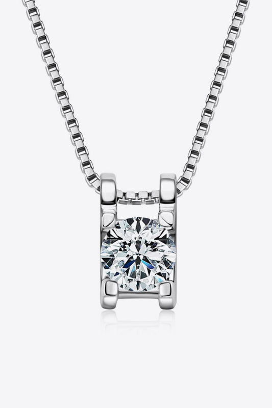 Moissanite Sterling Silver Necklace in Rose Gold - women's necklace
