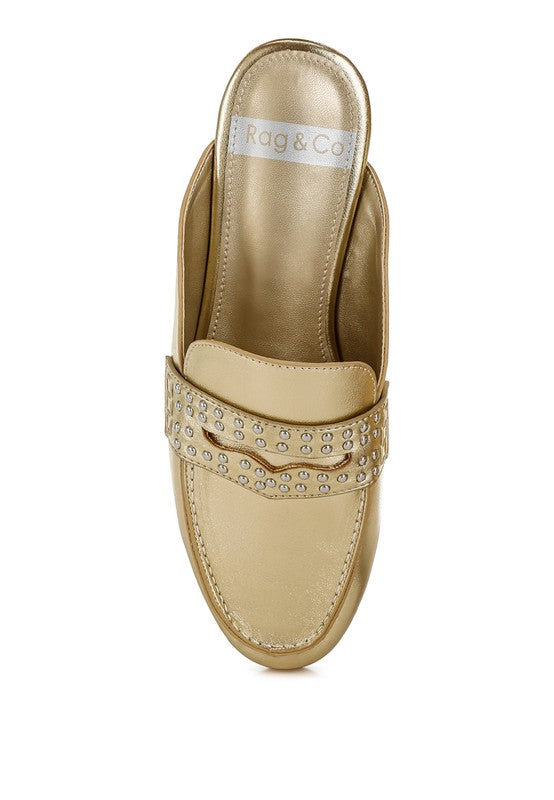 Stud Metallic Gold Mules