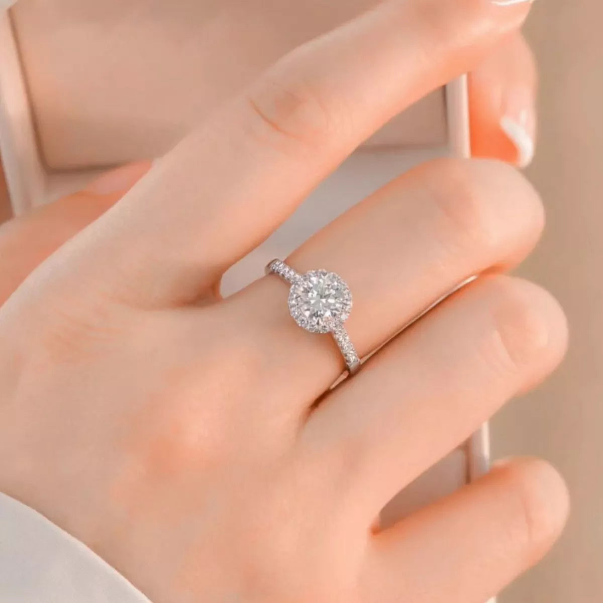 2 Carat Moissanite Sterling Silver Ring - alternate ring view