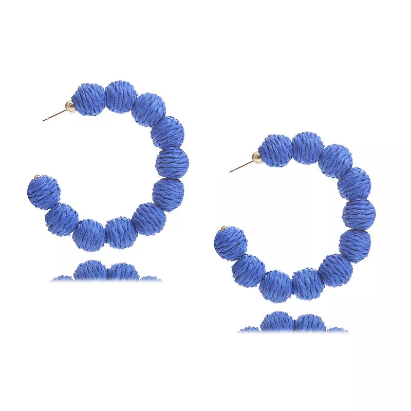 Raffia Grass C-Hoop Earrings in Orange - women's hoop earrings