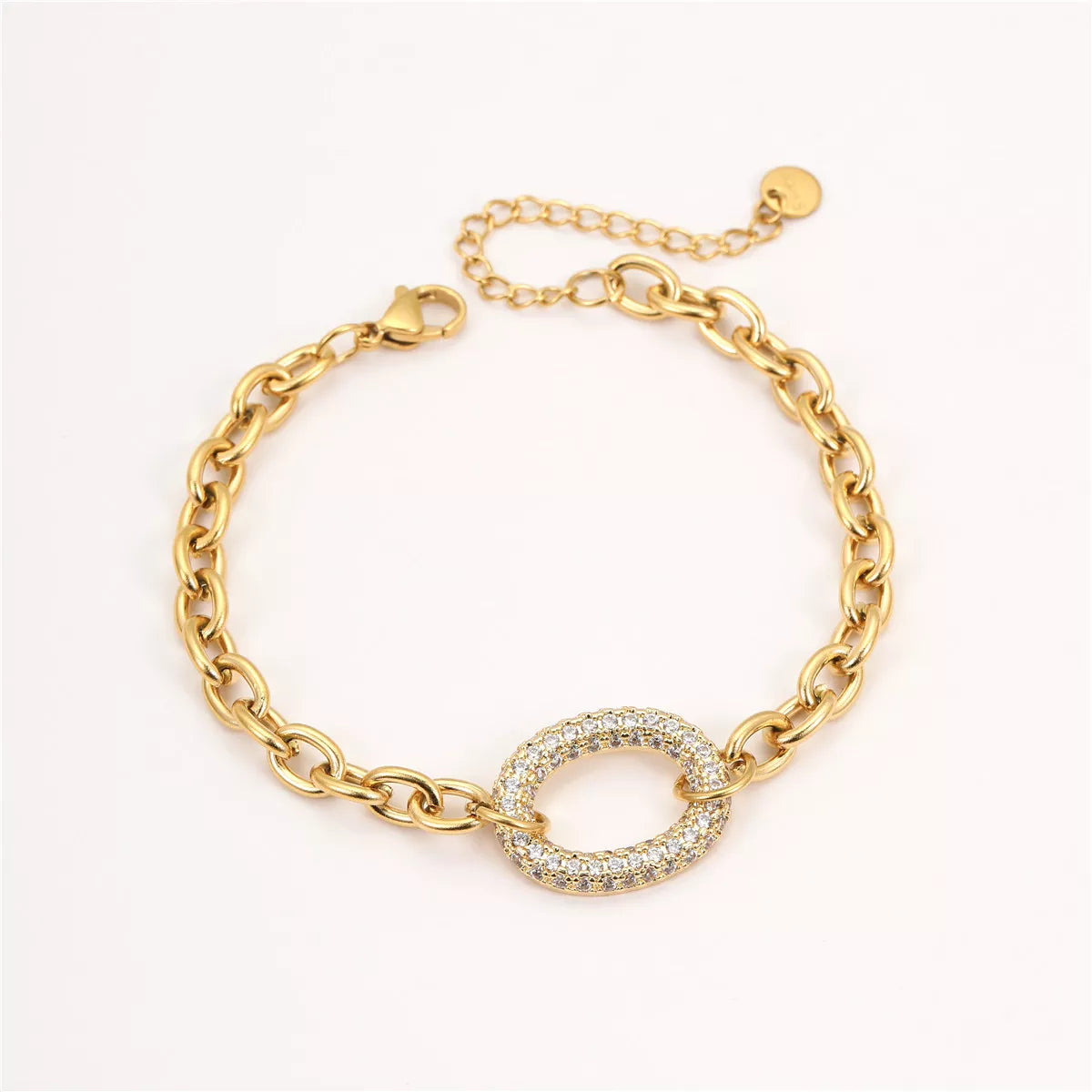 18K Gold-Plated Rhinestone Chain Bracelet - alternate jewelry view
