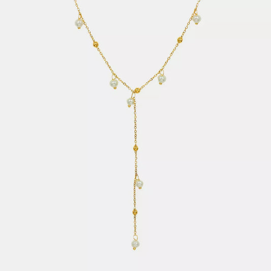18K Gold-Plated Pearl Drop Necklace in Gold - women's necklace