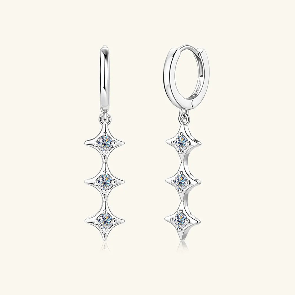 Moissanite Sterling Silver Geometric Shape Earrings - alternate earring view