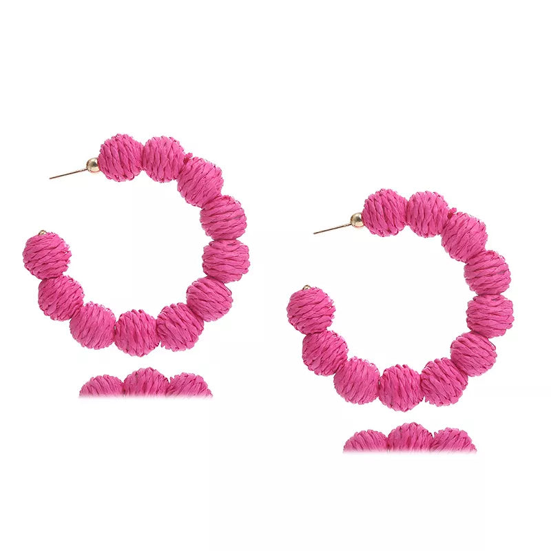 Raffia Grass C-Hoop Earrings in Hulan - women's hoop earrings