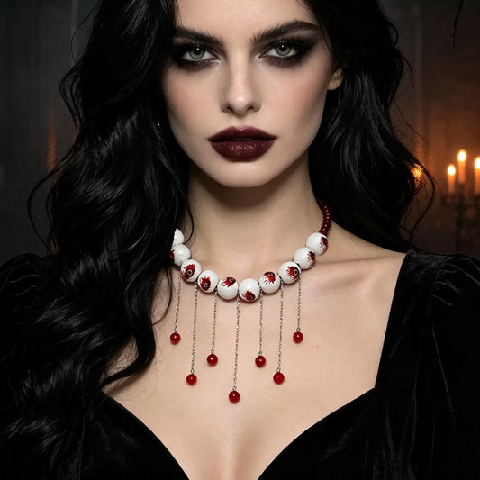 Halloween Gothic Eyeball Necklace in Red - women's necklace