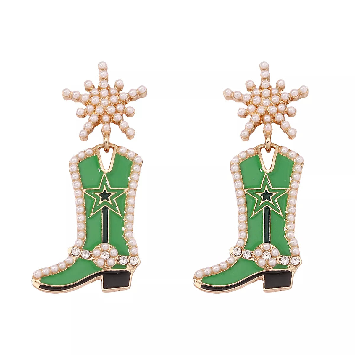 Cowgirl Boot Dangle Earrings in Dark Green - women's dangle earrings