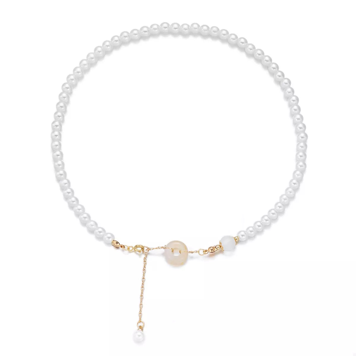Synthetic Pearl 18K Gold-Plated Resin Pendant Necklace - alternate necklace view