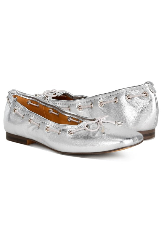 Metallic Eyelet Detail Ballerinas