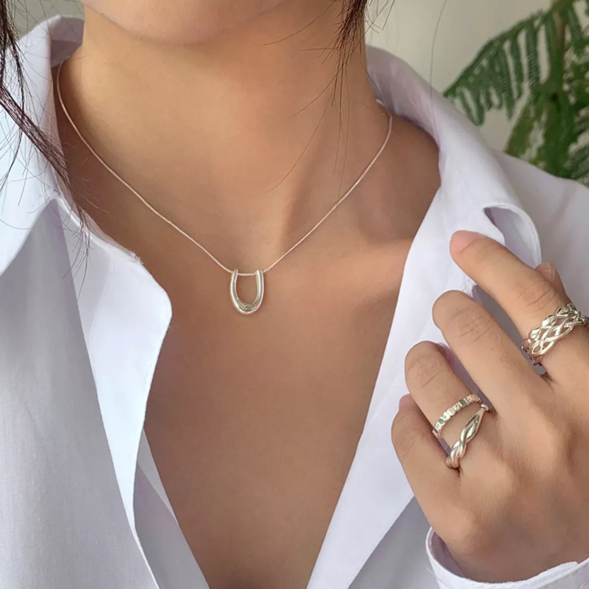 Sterling Silver Pendant Necklace - alternate necklace view