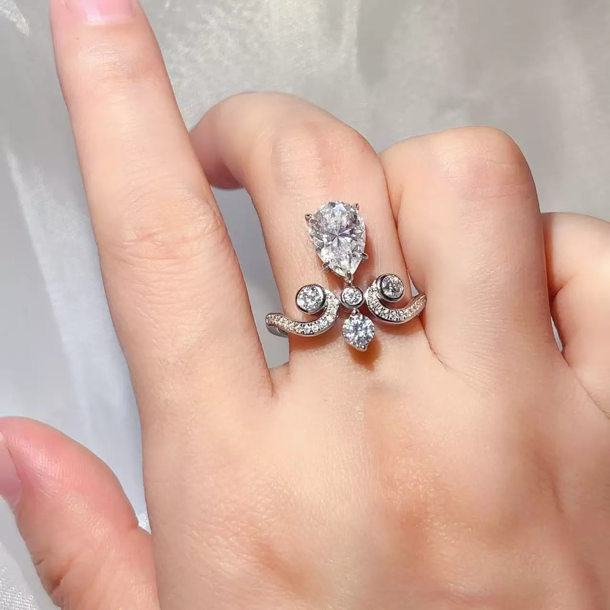 2 Carat Moissanite Sterling Silver Ring in Silver - women's ring