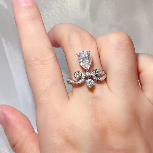 2 Carat Moissanite Sterling Silver Ring in Silver - women's ring