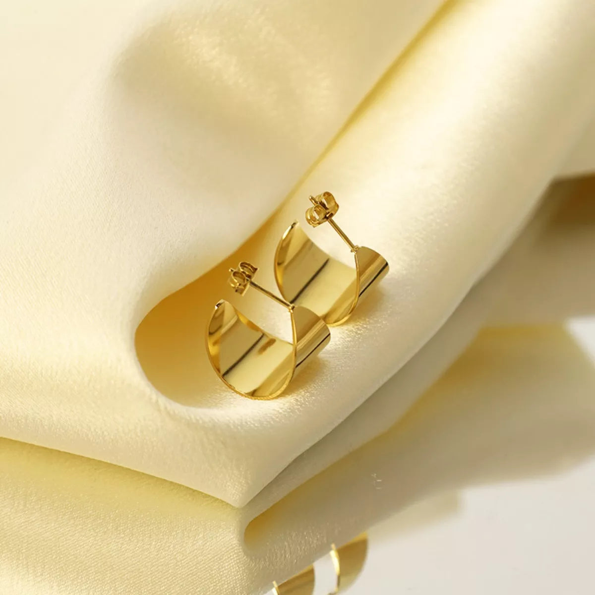 18K Gold-Plated Stud Earrings in Gold - women's stud earrings