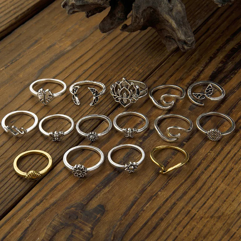 Alloy Multi Shapes 15-Piece Ring Set - alternate ring view