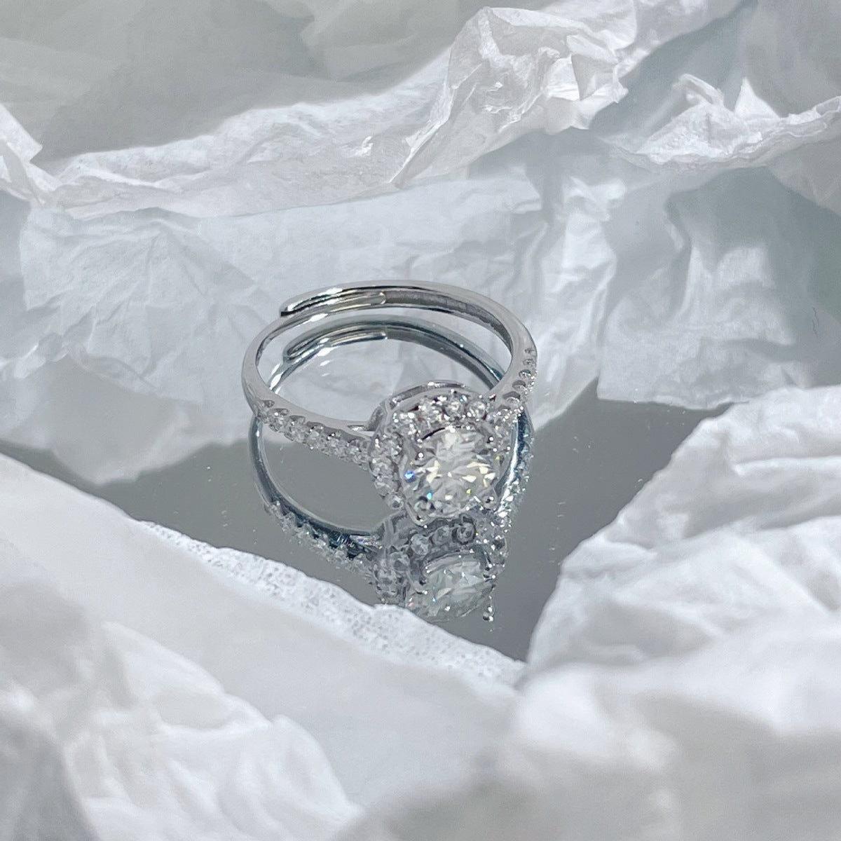 1 Carat Moissanite Sterling Silver Ring - alternate ring view