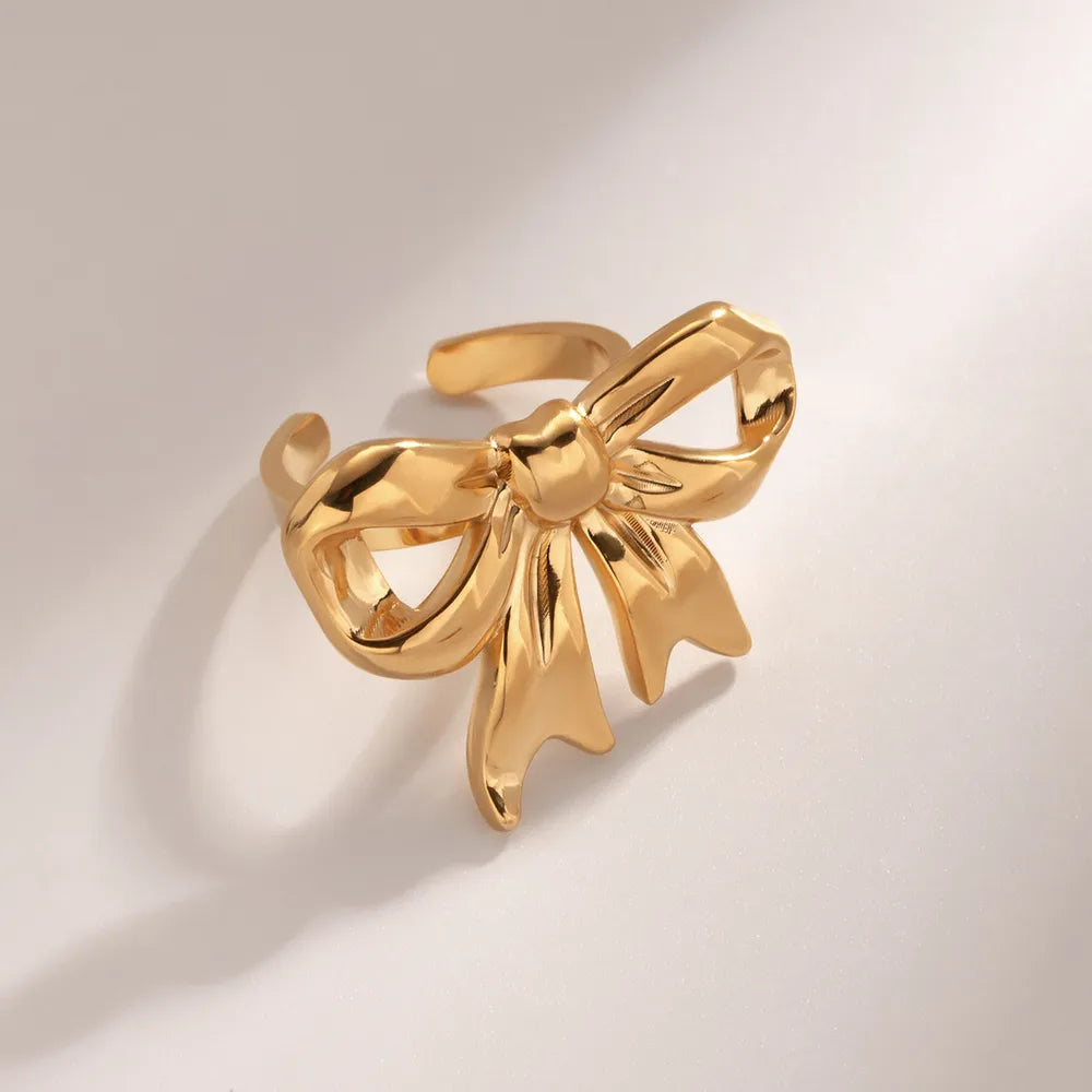 18K Gold-Plated Stainless Steel Bow Ring - alternate ring view